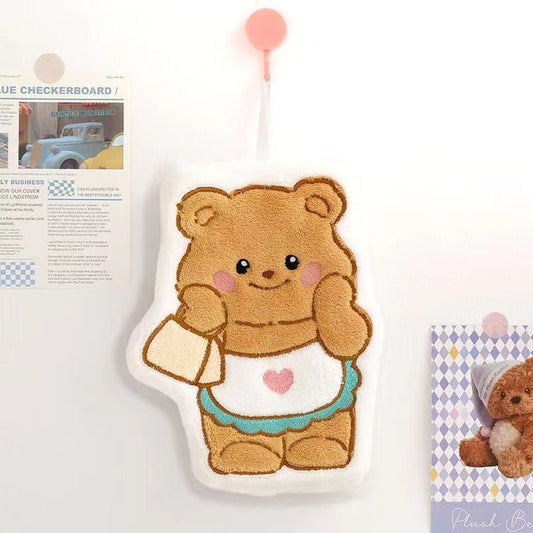 Butter Bear Hand Towelcoral fleece