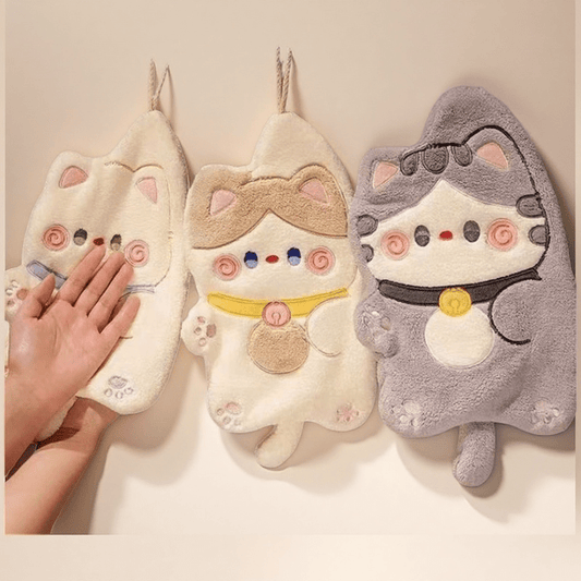 Cat Hand Towelcoral fleece