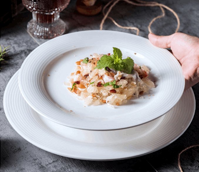 Circular Embossment PlateWhite Porcelain Dinnerware