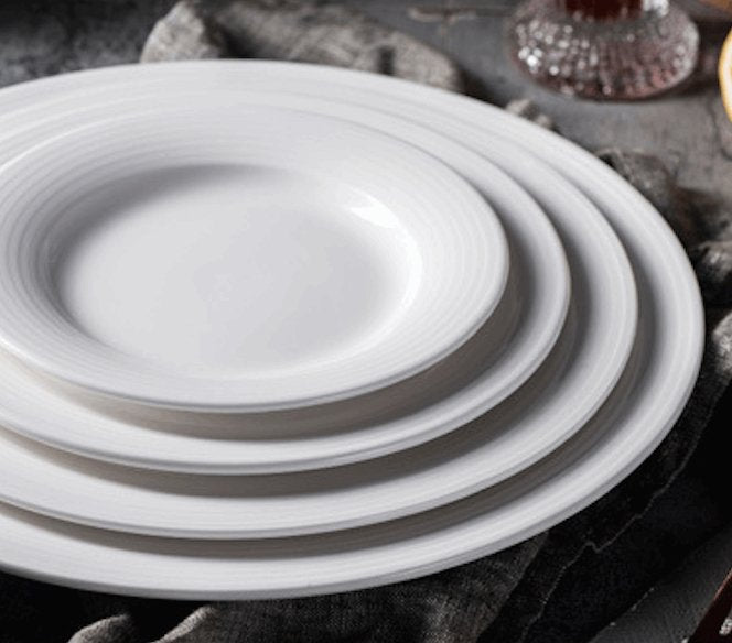 Circular Embossment PlateWhite Porcelain Dinnerware