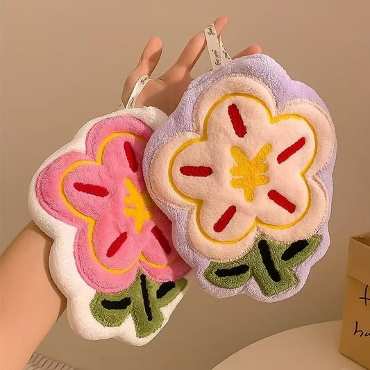 Flower Hand Towelcoral fleece