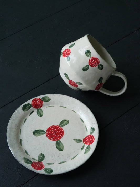 Handcrafted Blossom Cup & PlatePorcelain / Ceramic