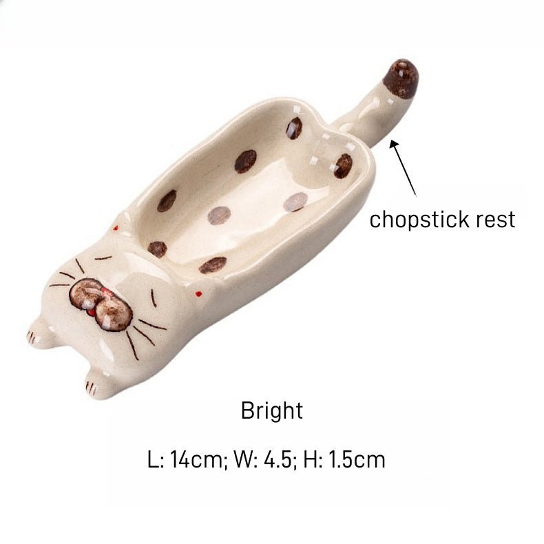Handmade Jingdezhen Cat Sauce DishCoarse Pottery
