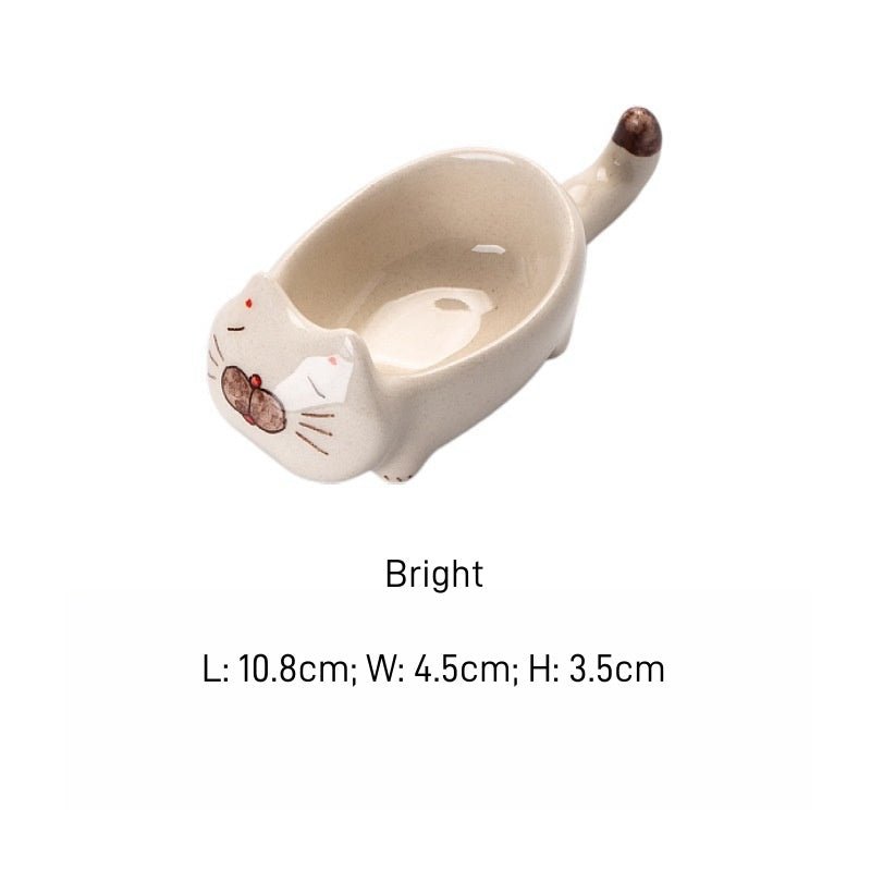 Handmade Jingdezhen Cat Sauce DishCoarse Pottery