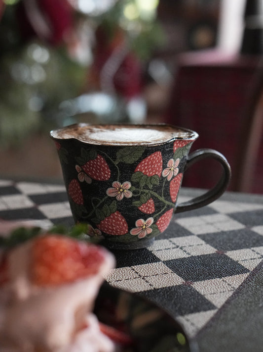 Wild Strawberry Hand-Painted Mug X QiuCoarse Pottery