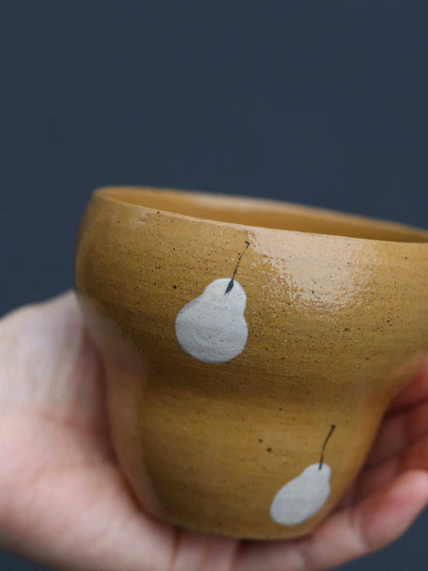 Pear Blossom Hand-Painted Ceramic Guinomi Cup