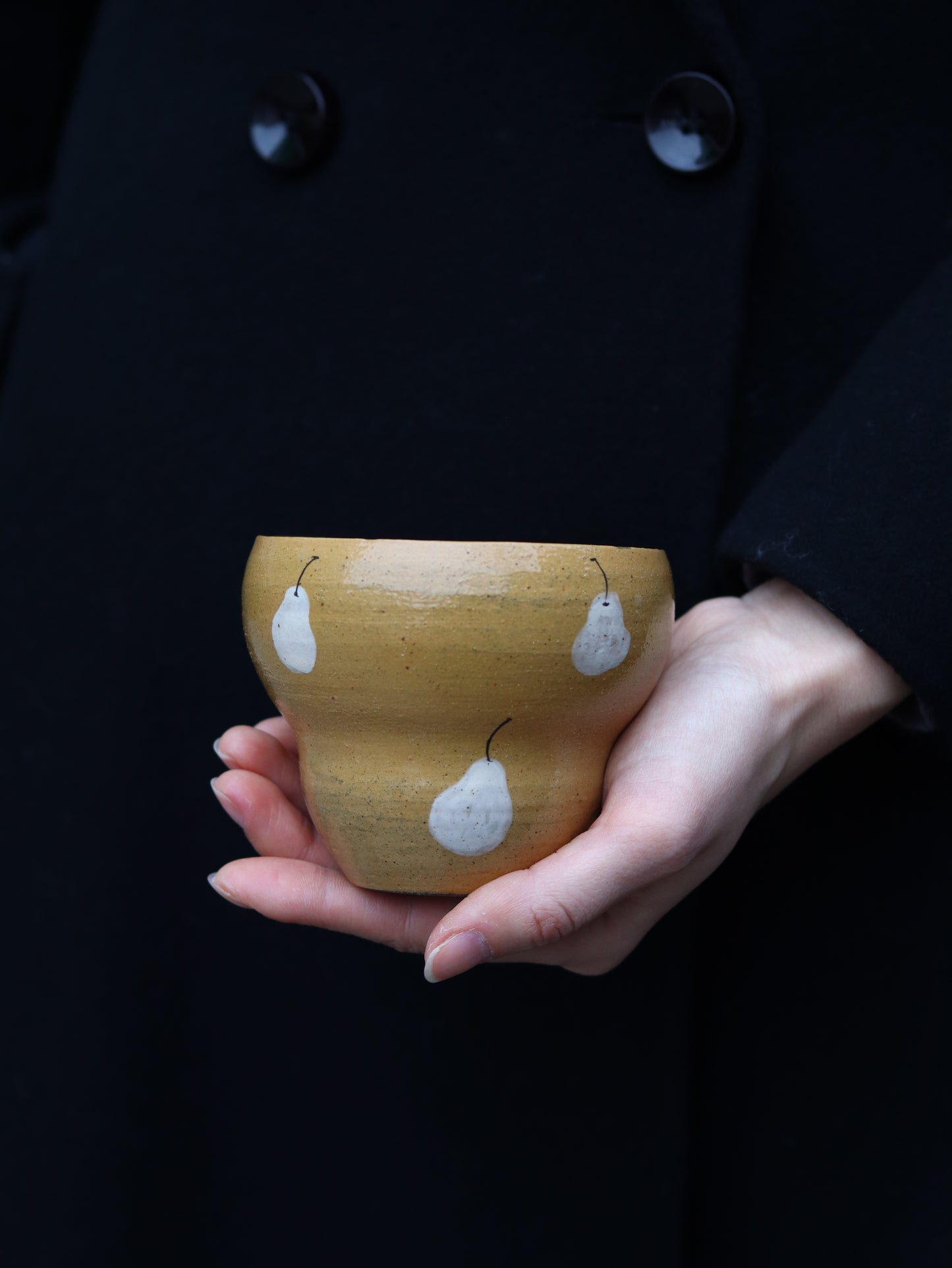 Pear Blossom Hand-Painted Ceramic Guinomi Cup