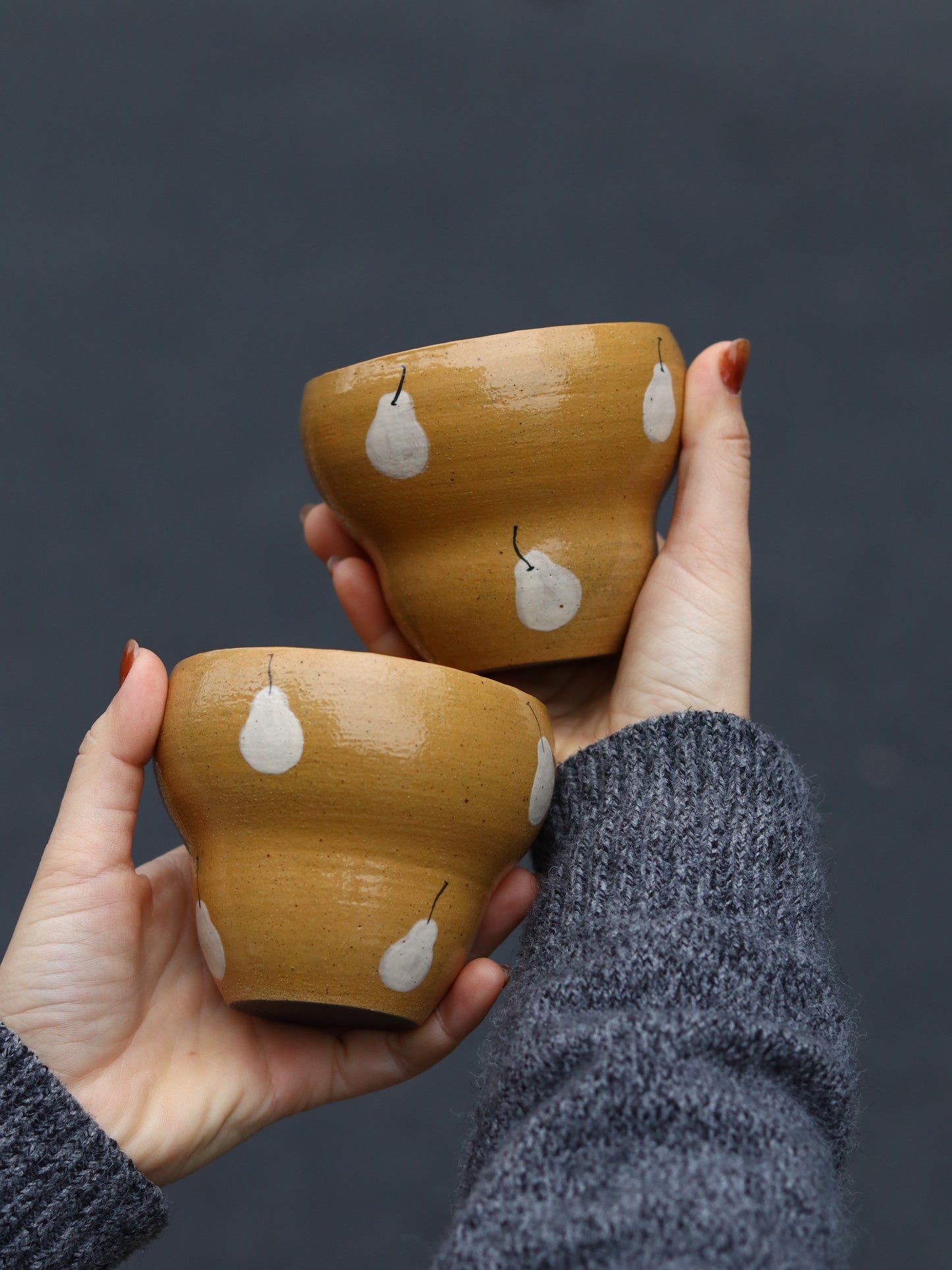 Pear Blossom Hand-Painted Ceramic Guinomi Cup