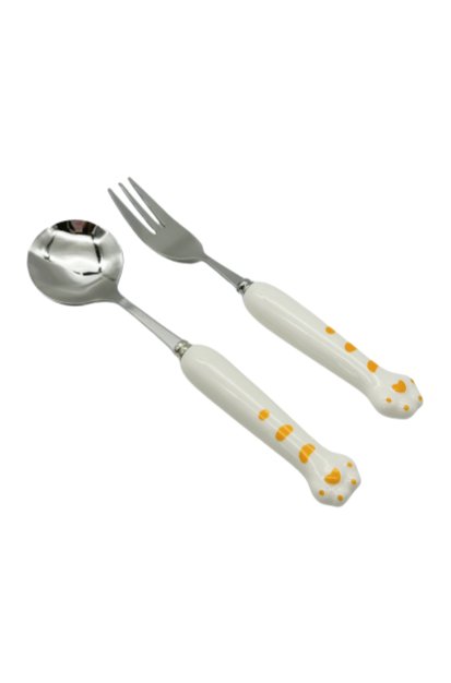 304 stainless steel fork and spoon with ceramic handle - CATPorcelain