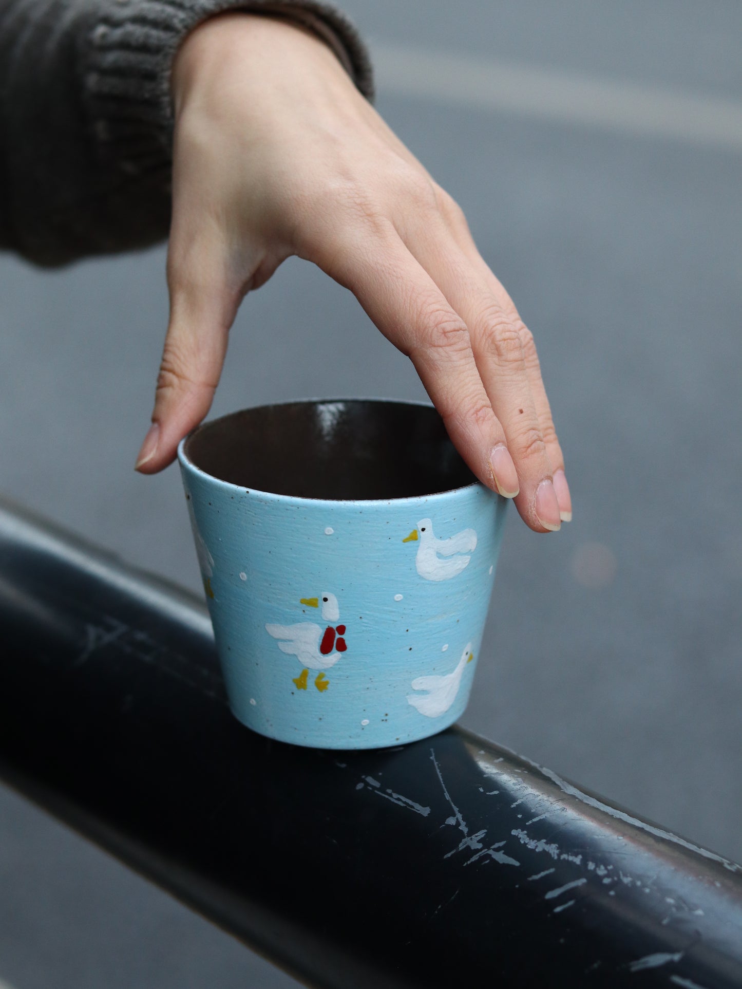 Goose Parade ceramic cup for coffee and tea