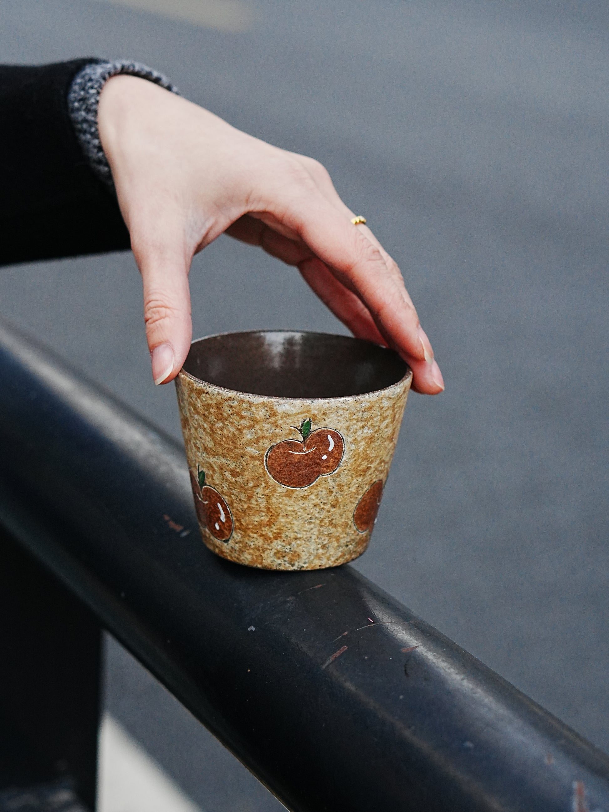 Apple Harvest ceramic cup interior