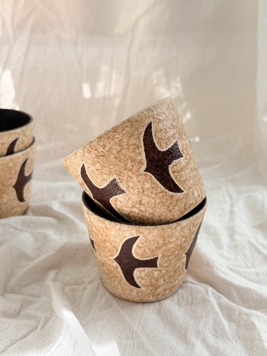 Flying Bird Speckled Ceramic Cup