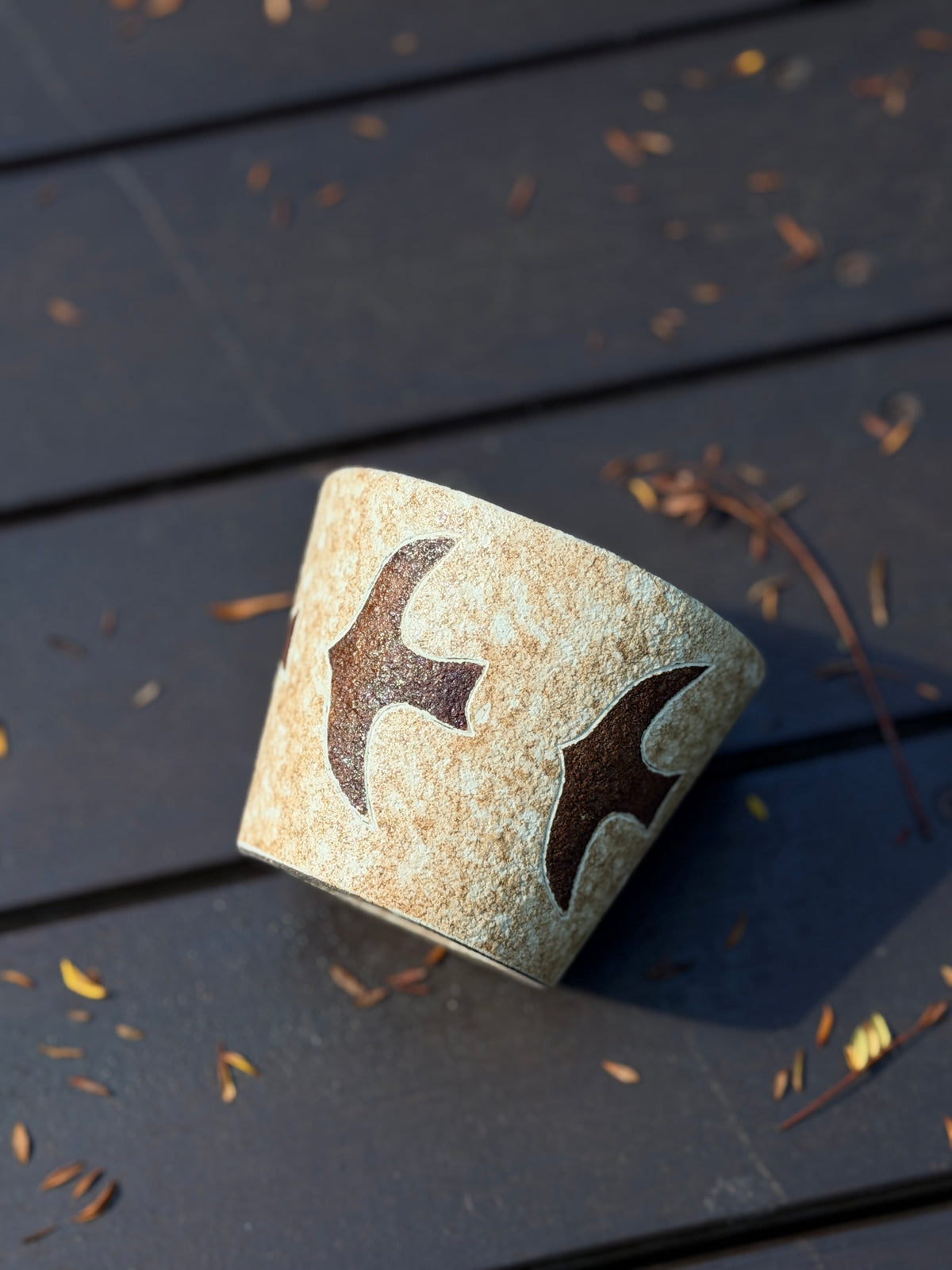 Flying Bird Speckled Ceramic Cup