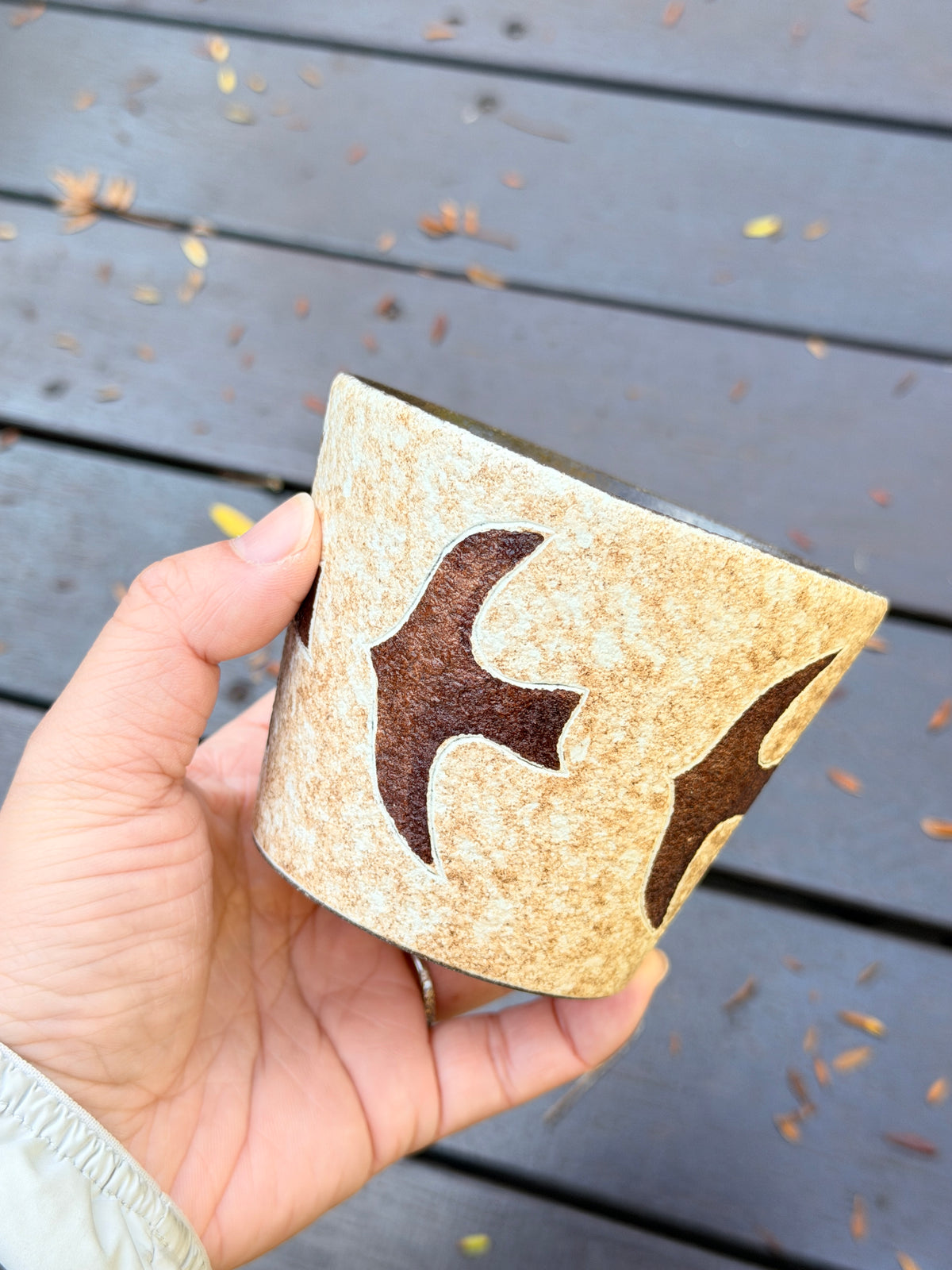 Flying Bird Speckled Ceramic Cup