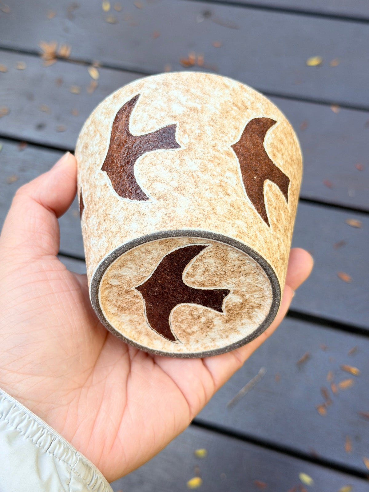 Flying Bird Speckled Ceramic Cup