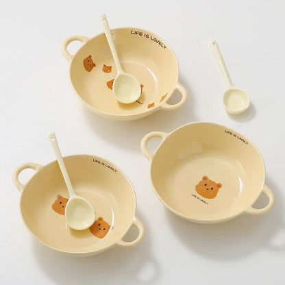 Bear Double Handle BowlPorcelain / Ceramic