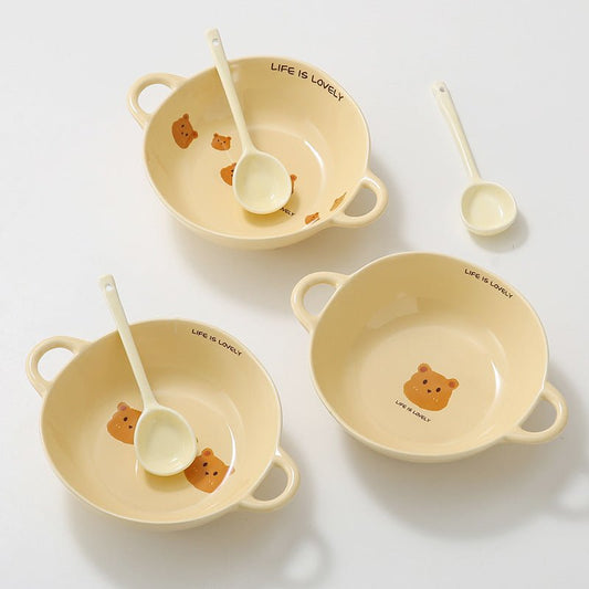 Bear Double Handle BowlPorcelain / Ceramic