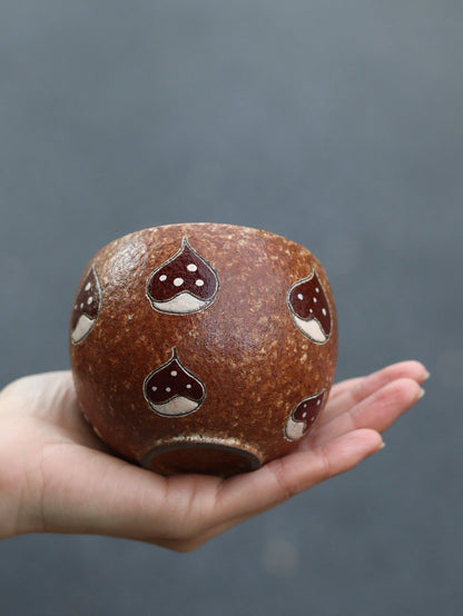 Caramel Chestnut Hand - Painted CupCoarse Pottery