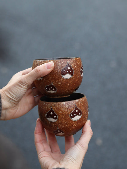Caramel Chestnut Hand - Painted CupCoarse Pottery