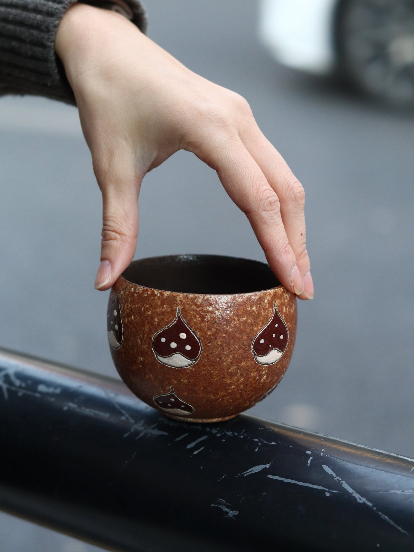 Caramel Chestnut Hand - Painted CupCoarse Pottery