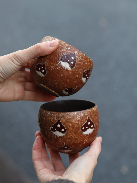 Caramel Chestnut Hand - Painted CupCoarse Pottery