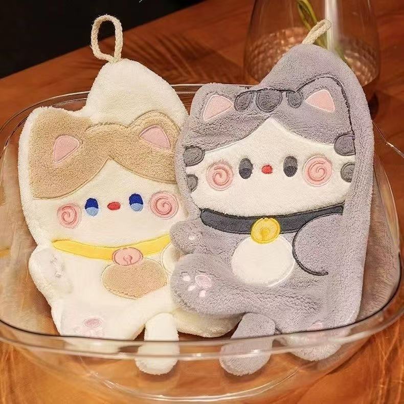 Cat Hand Towelcoral fleece