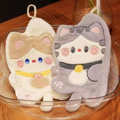 Cat Hand Towelcoral fleece