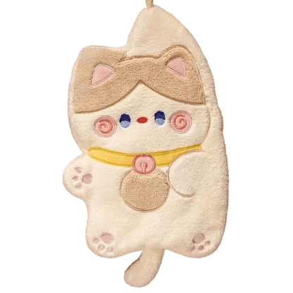 Cat Hand Towelcoral fleece