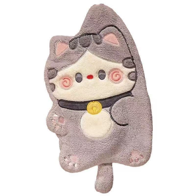 Cat Hand Towelcoral fleece