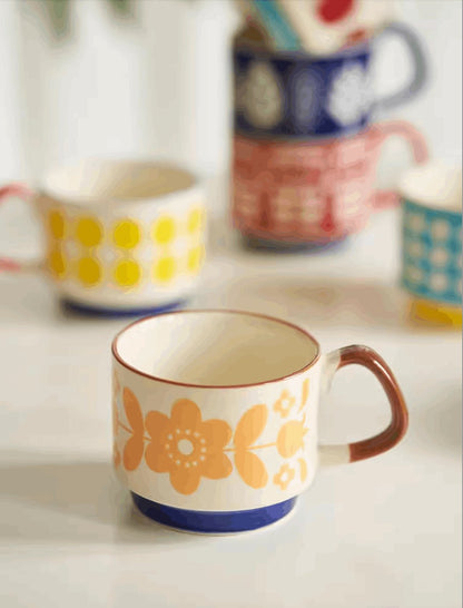 Ceramic Mug with Flower and FruitPorcelain / Ceramic