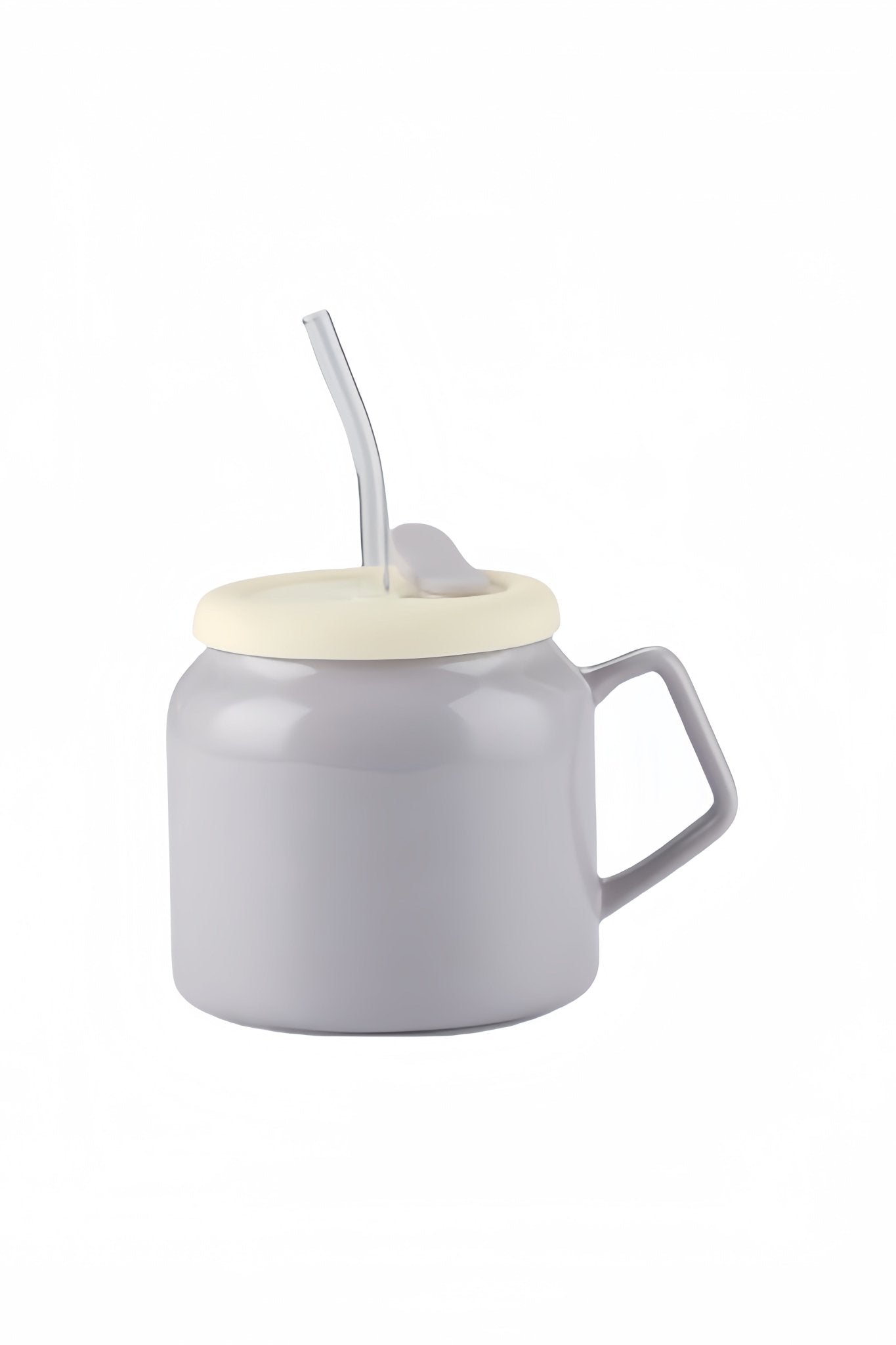 Ceramic Straw Cup with HandlePorcelain / Ceramic