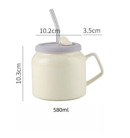 Ceramic Straw Cup with HandlePorcelain / Ceramic