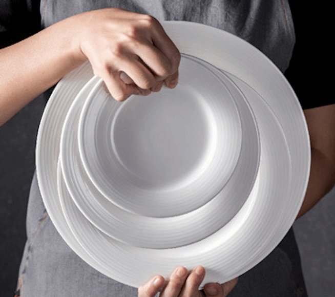 Circular Embossment PlateWhite Porcelain Dinnerware
