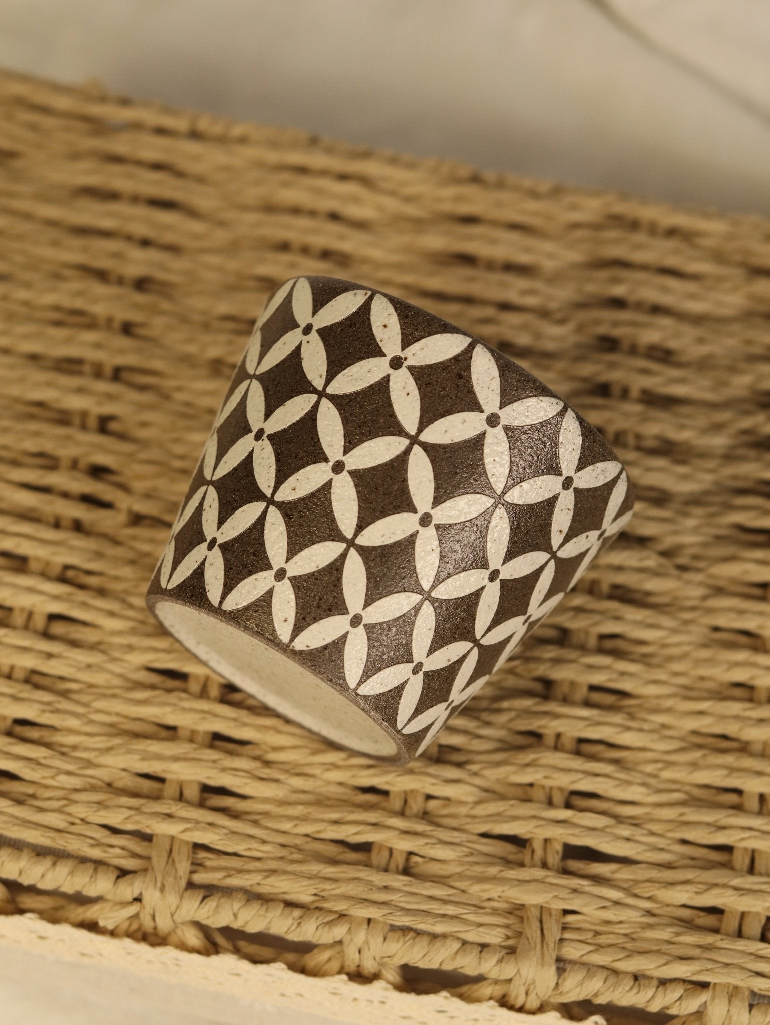 Copper-Line Floral Geometry CupCoarse Pottery