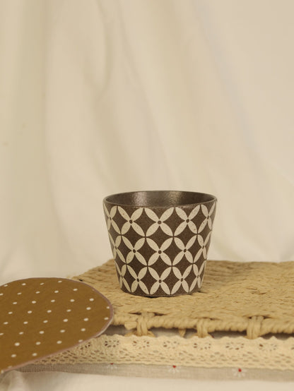 Copper-Line Floral Geometry CupCoarse Pottery