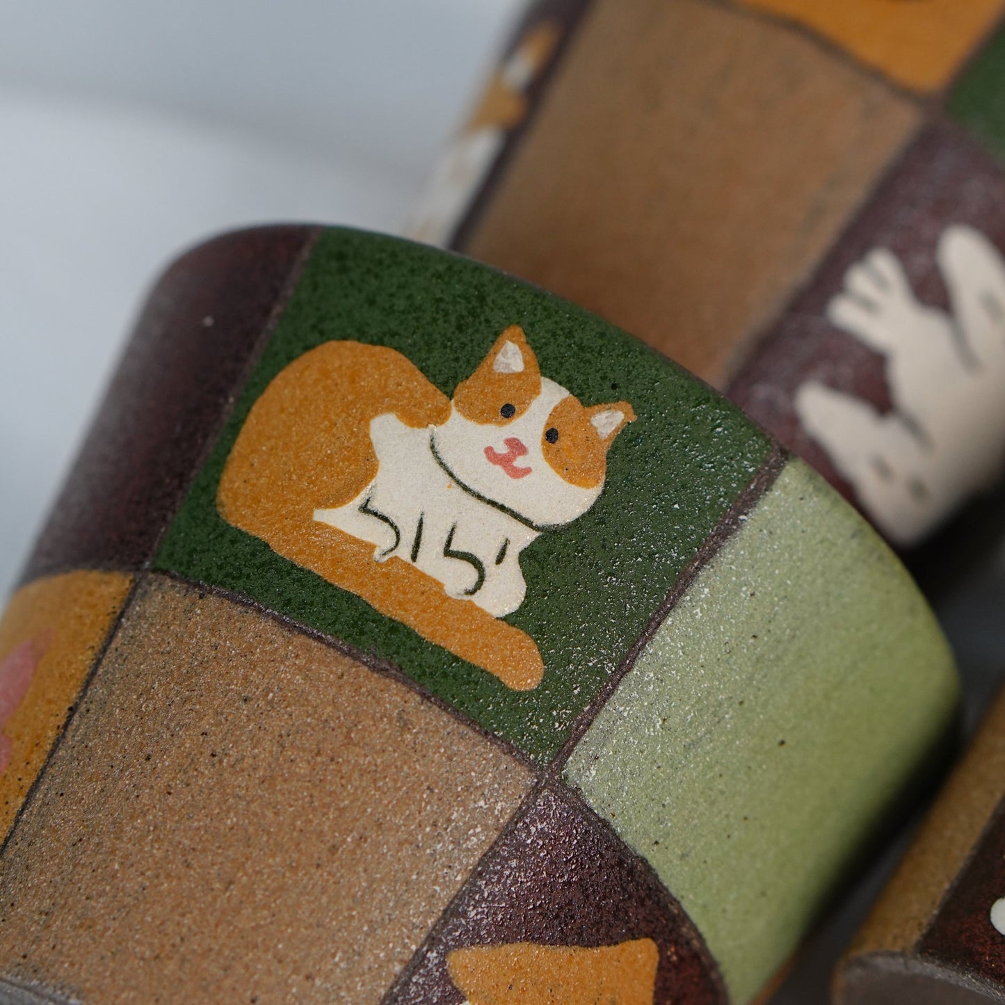 Countryside Patchwork Cat CupCoarse Pottery