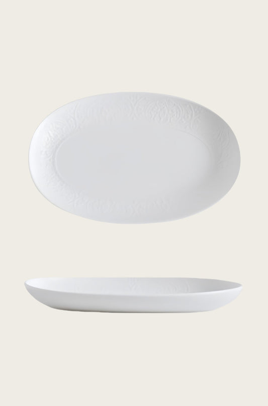 Embossed Ceramic PlateWhite Porcelain Dinnerware