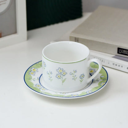 Floral Ceramic Mug and Saucer SetPorcelain / Ceramic