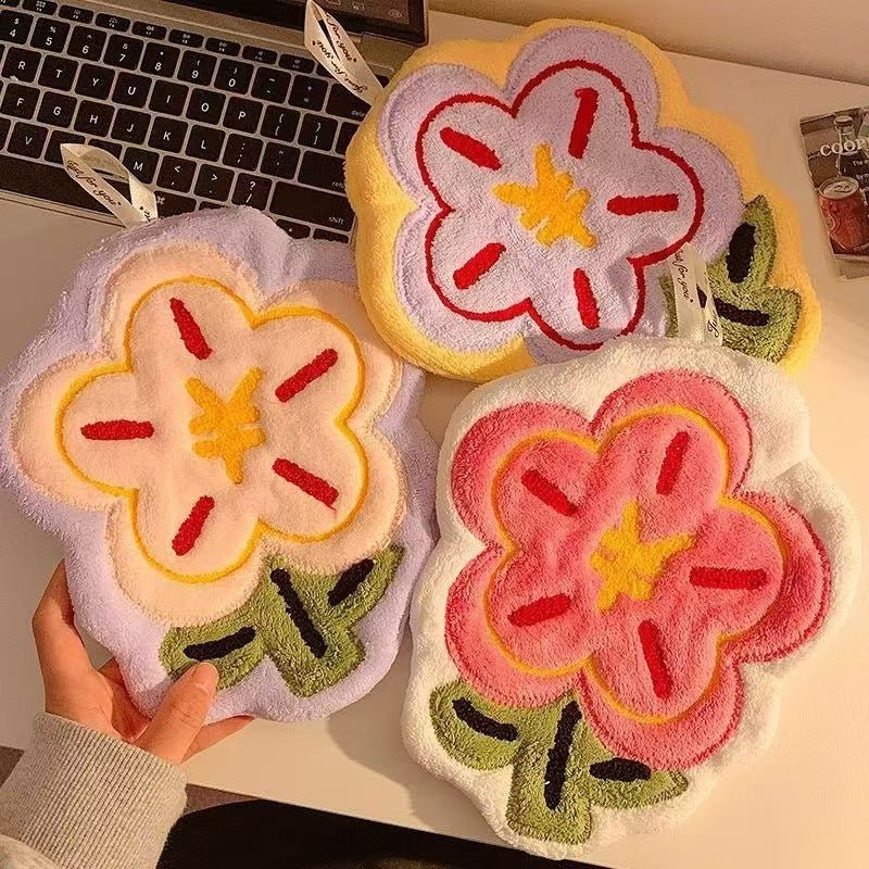 Flower Hand Towelcoral fleece