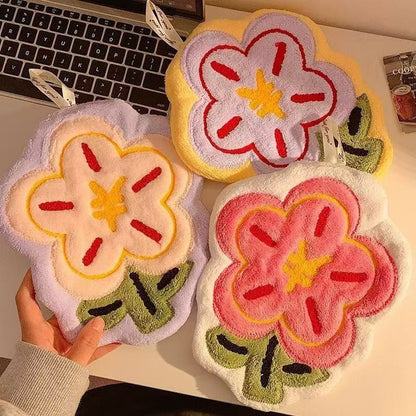 Flower Hand Towelcoral fleece