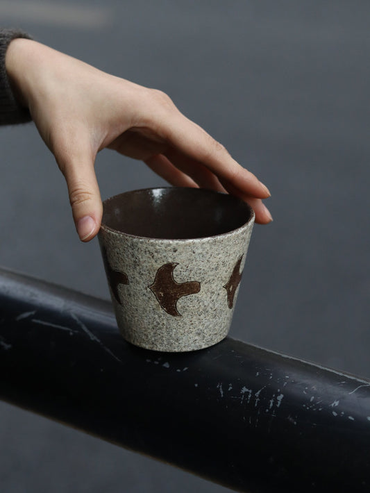 Flying Bird Speckled Ceramic CupCoarse Pottery