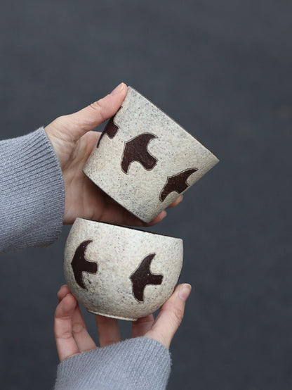 Flying Bird Speckled Ceramic CupCoarse Pottery