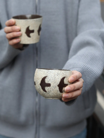 Flying Bird Speckled Ceramic CupCoarse Pottery