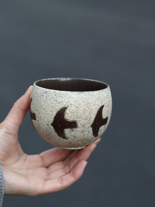 Flying Bird Speckled Ceramic CupCoarse Pottery
