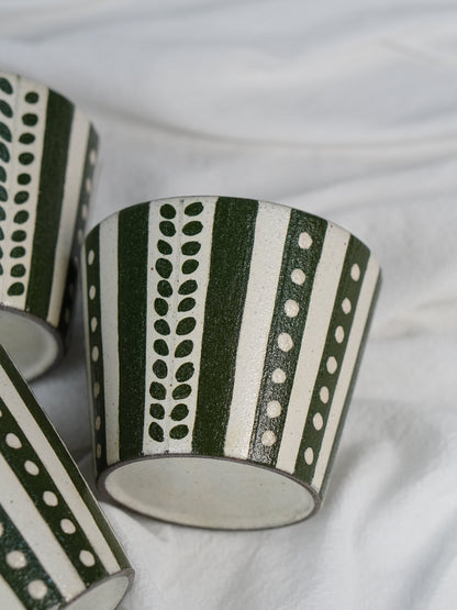 Forest Stripe Ceramic Yunomi CupCoarse Pottery