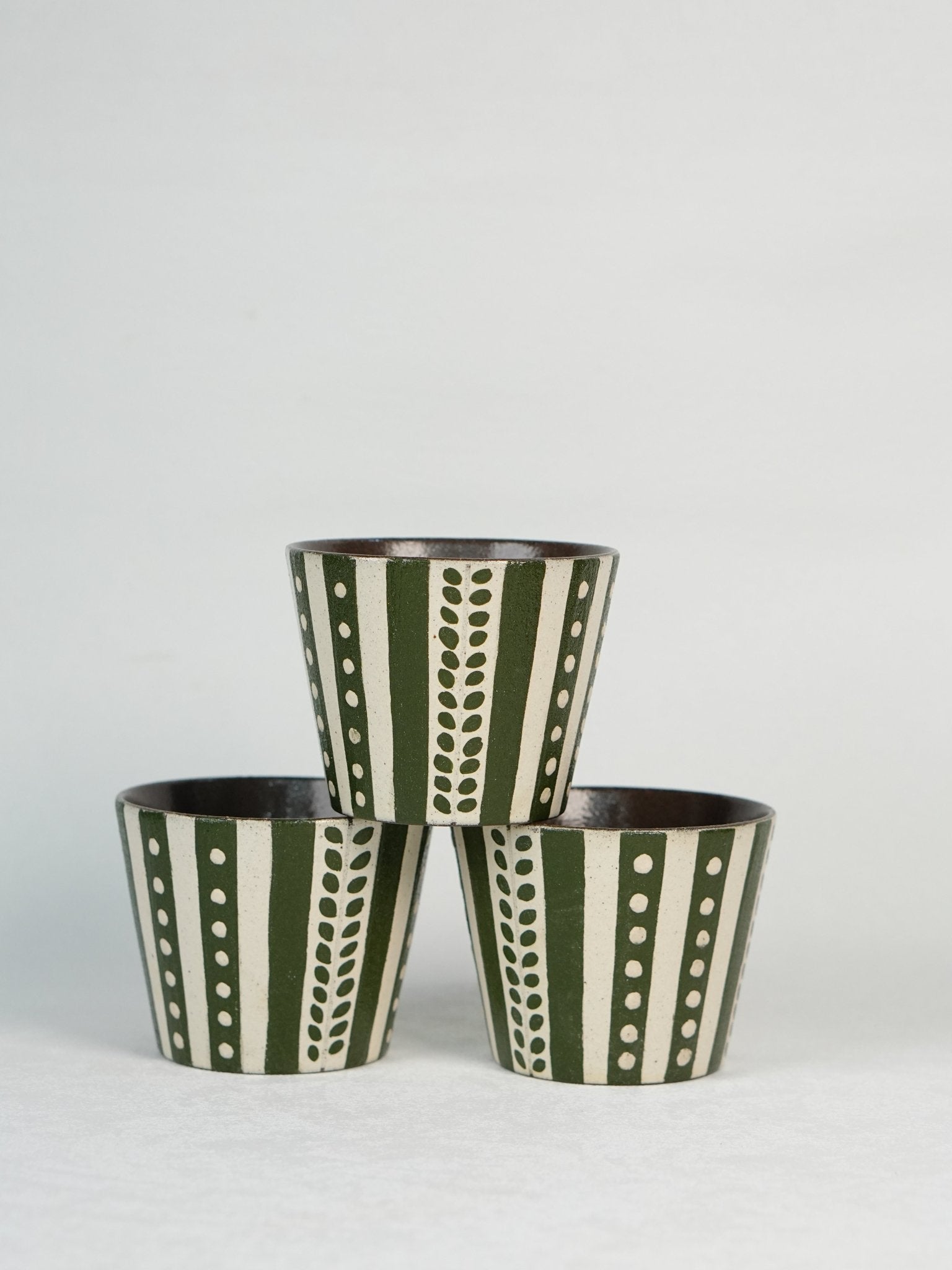 Forest Stripe Ceramic Yunomi CupCoarse Pottery