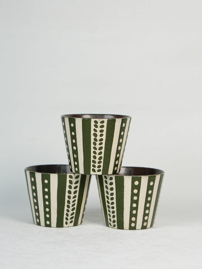 Forest Stripe Ceramic Yunomi CupCoarse Pottery