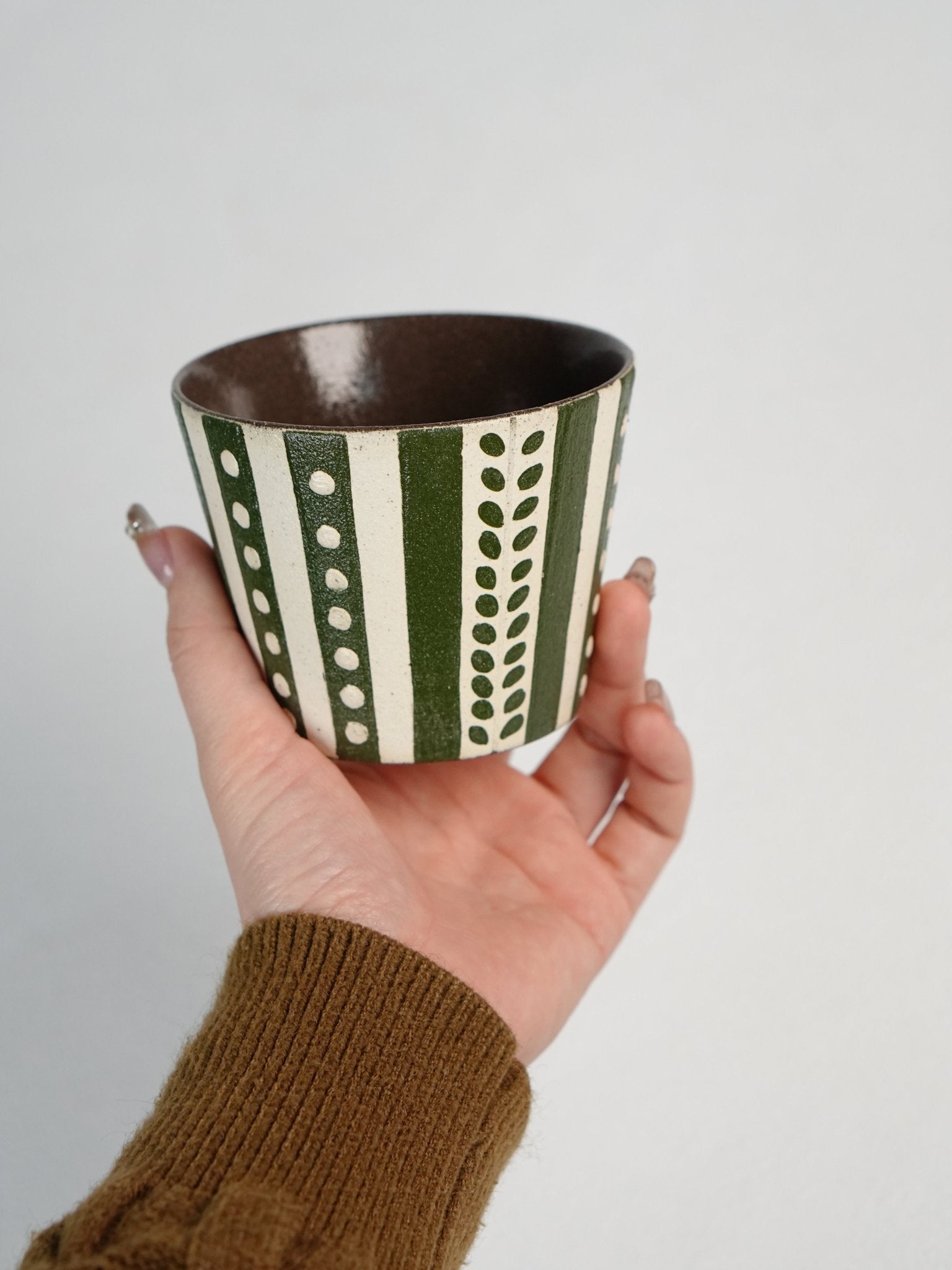 Forest Stripe Ceramic Yunomi CupCoarse Pottery