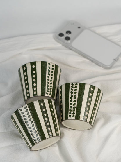 Forest Stripe Ceramic Yunomi CupCoarse Pottery