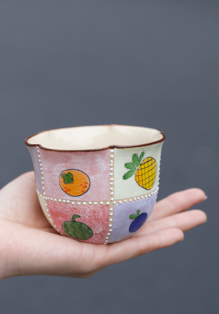 Fruit Koala Professor Hand - Painted CupCoarse Pottery